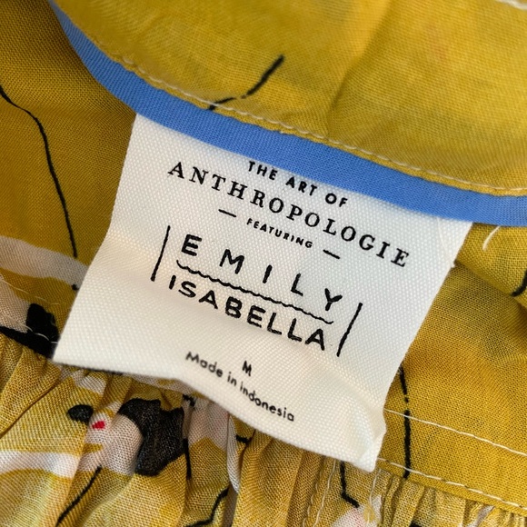 Anthropologie (Emily Isabella) Adorable Trapeze Printed Blouse (Yellow,M) - Picture 7 of 7